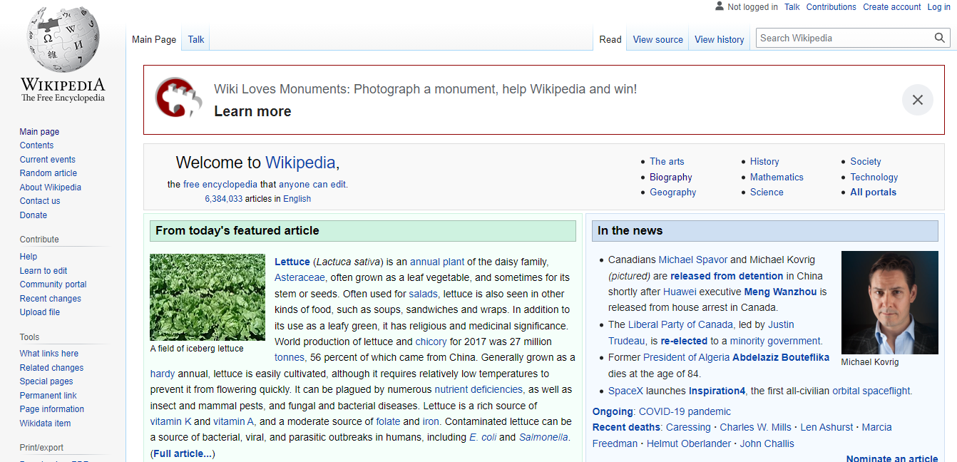 منوی سمت چپ در ویکی پدیا